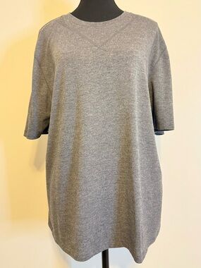 Isaac Mizrahi Live! Crew-Neck T-Shirt, Heather Gray W Stitched Details Size L